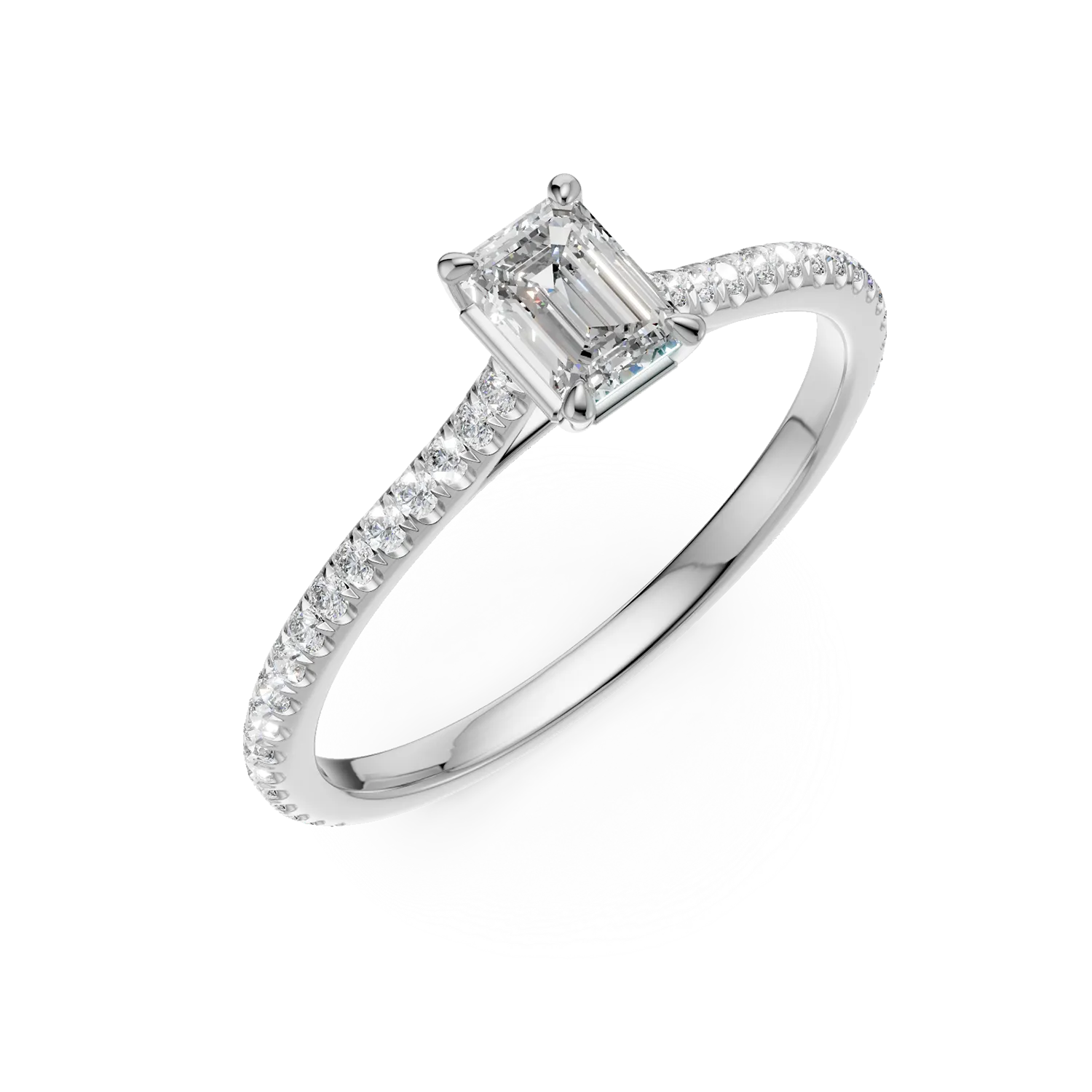 Teilor Inel de logodna din platina cu diamant emerald de 0.19ct si diamante de 0.18ct