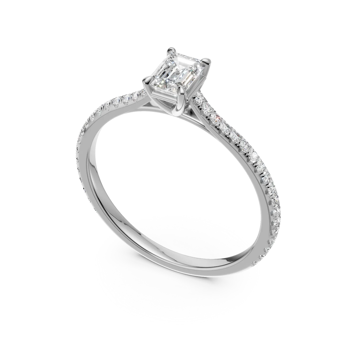 Платинен годежен пръстен с диамант от 0.19ct и диаманти от 0.18ct