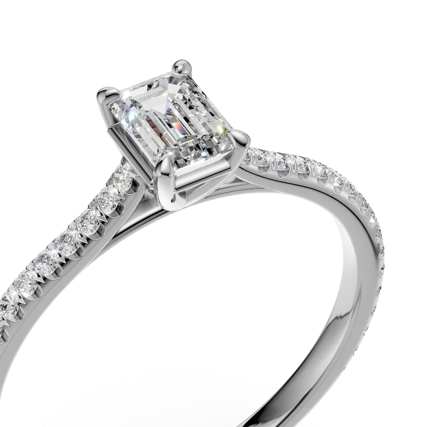 Платинен годежен пръстен с диамант от 0.19ct и диаманти от 0.18ct