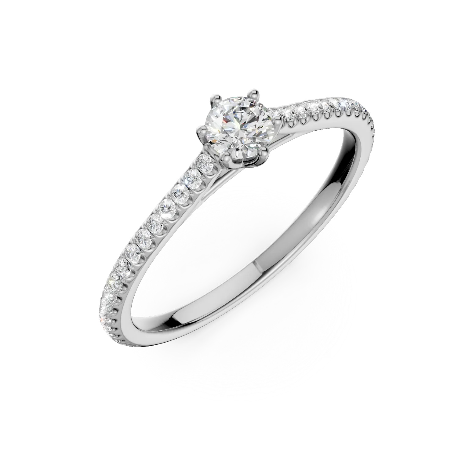 Platinum engagement ring with 0.245ct diamond and 0.19ct diamonds