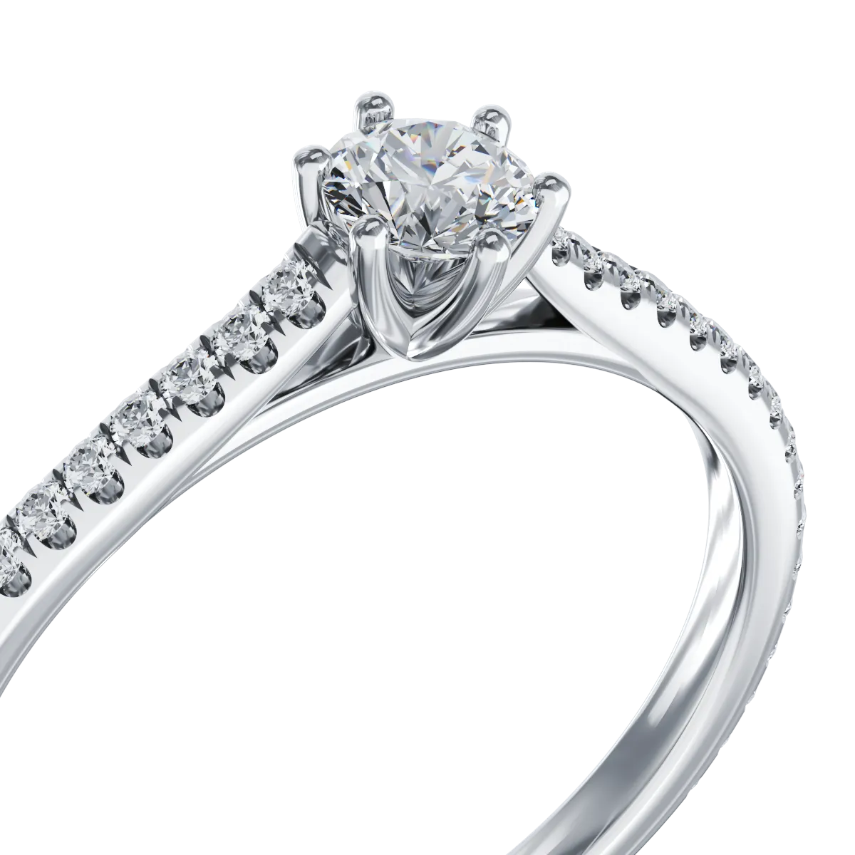 Платинен годежен пръстен с диамант от 0.245ct и диаманти от 0.19ct