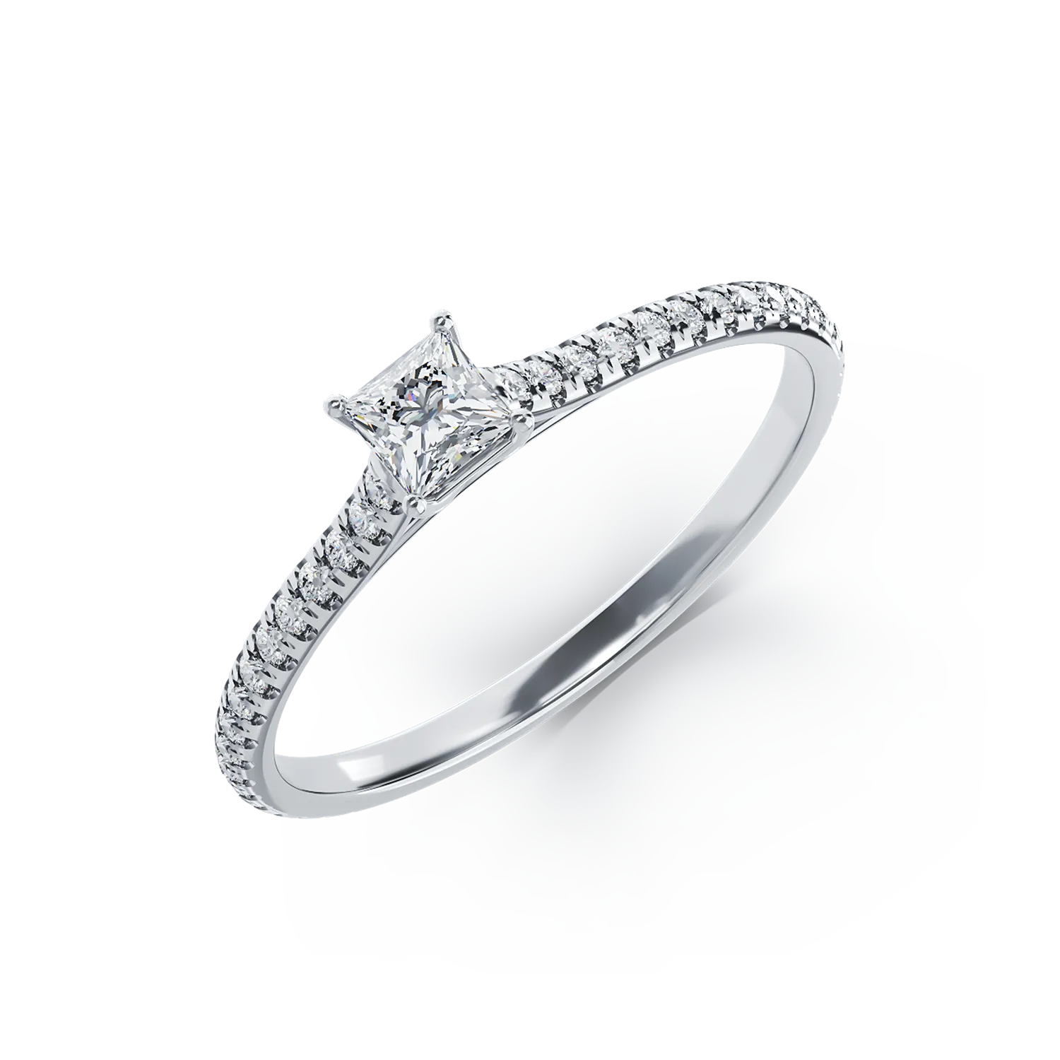 Платинен годежен пръстен с диамант от 0.25ct и диаманти от 0.17ct