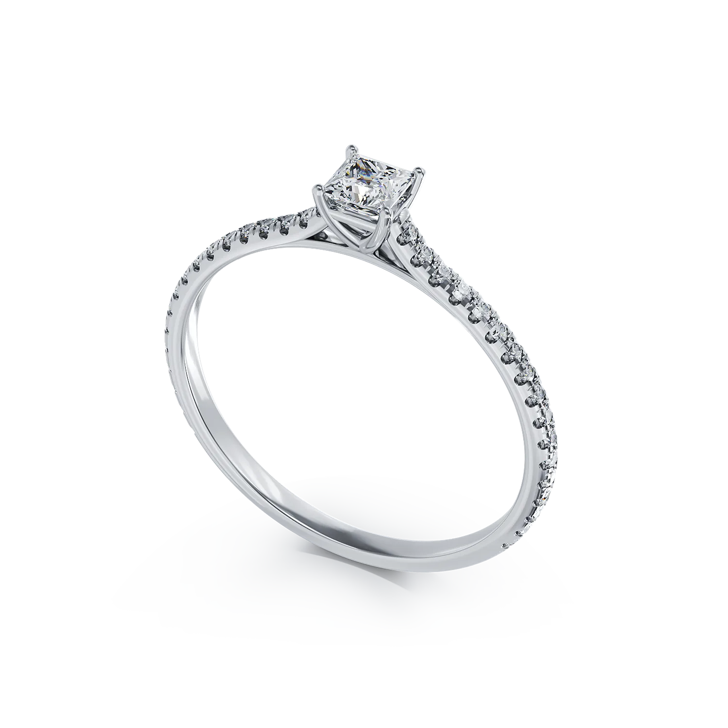 Platinum engagement ring with 0.25ct diamond and 0.175ct diamonds