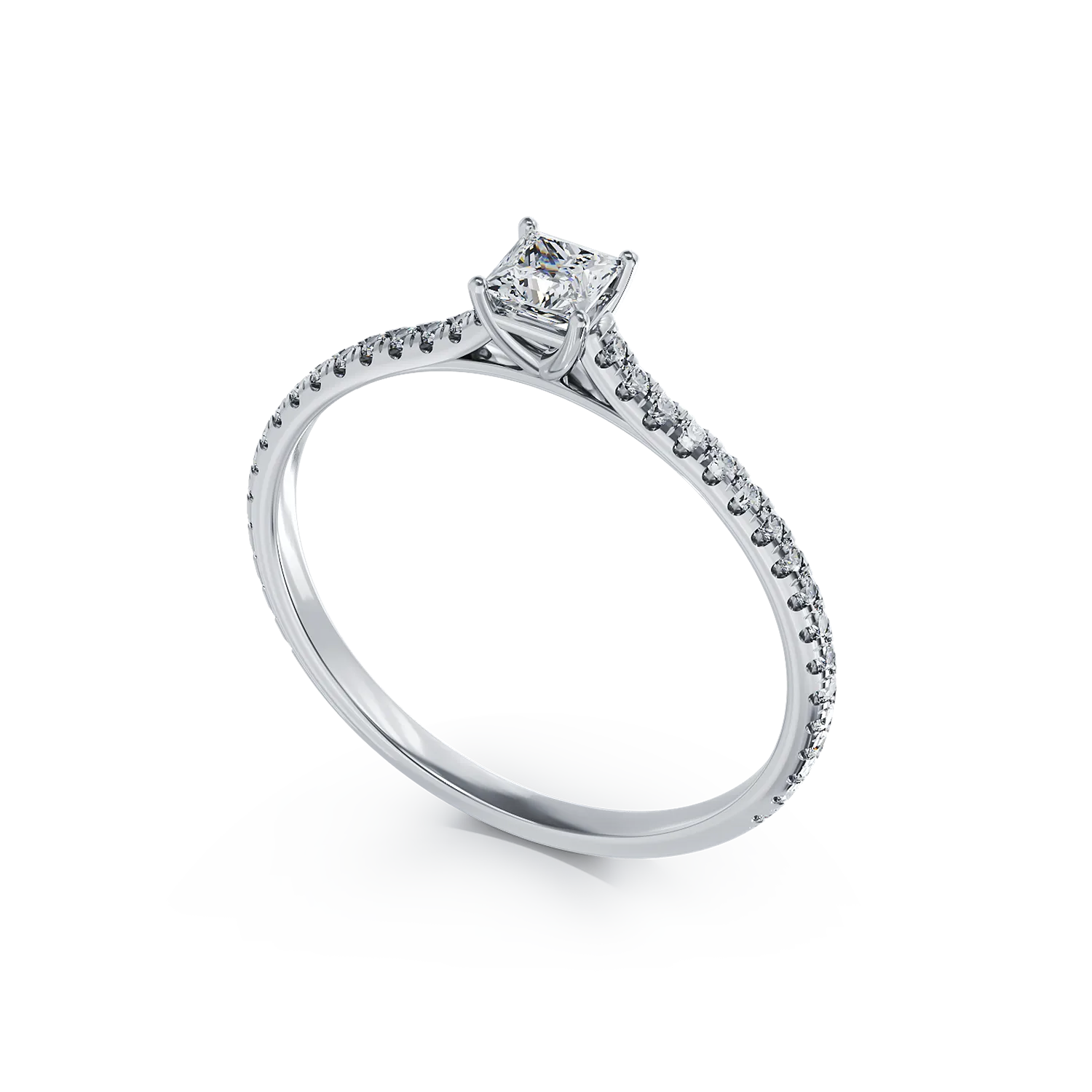 Платинен годежен пръстен с диамант от 0.25ct и диаманти от 0.16ct