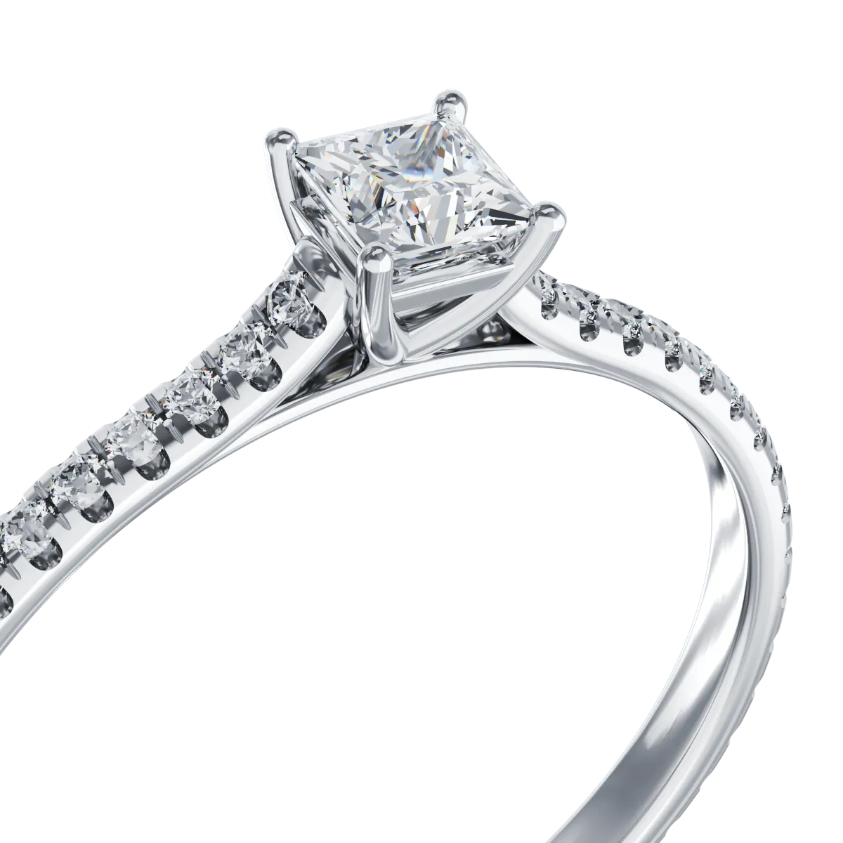 Платинен годежен пръстен с диамант от 0.25ct и диаманти от 0.15ct