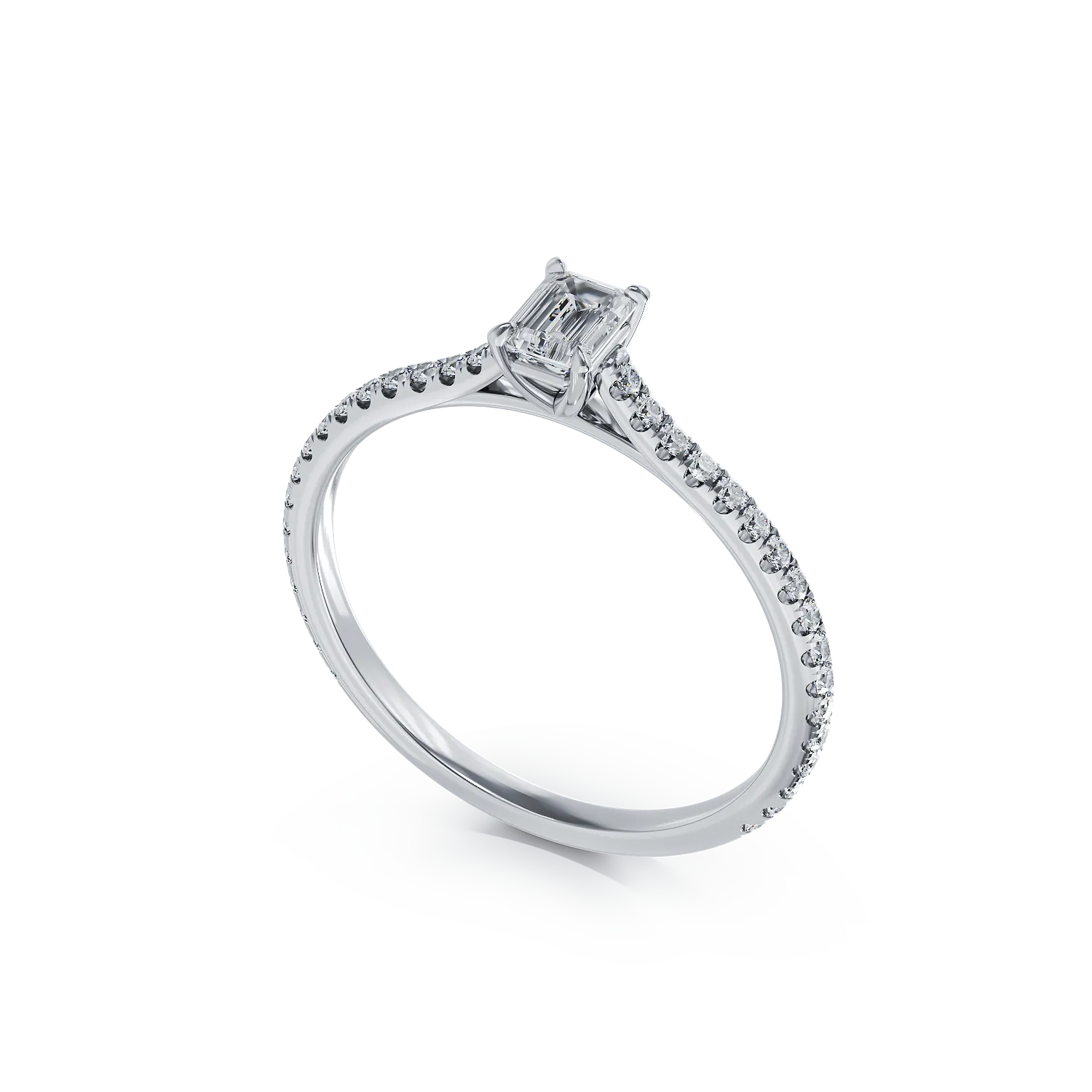 Platinum engagement ring with 0.25ct diamond and 0.21ct diamonds
