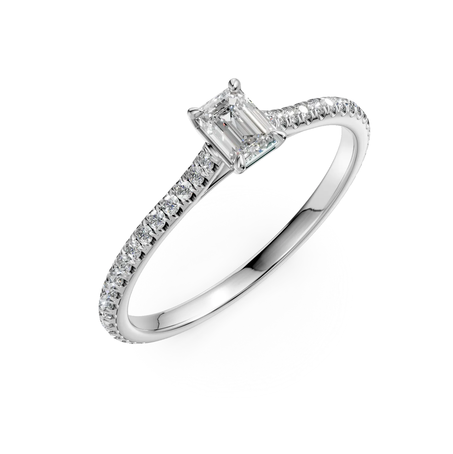 Teilor Inel de logodna din platina cu diamant emerald de 0.25ct si diamante de 0.2ct