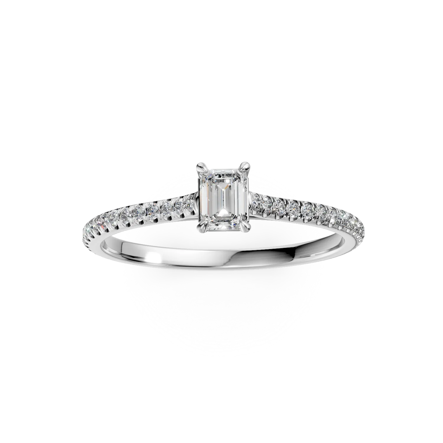 Платинен годежен пръстен с диамант от 0.25ct и диаманти от 0.2ct