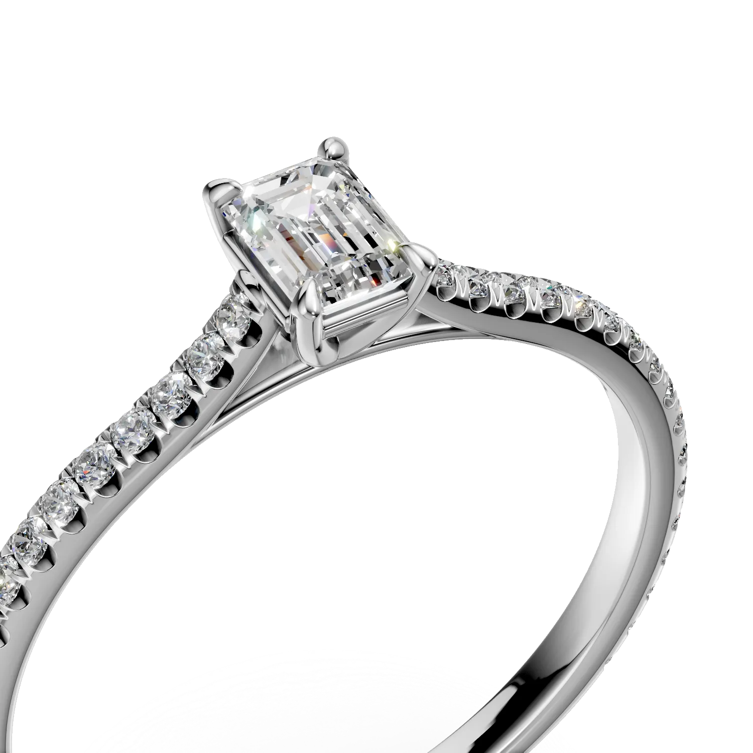 Платинен годежен пръстен с диамант от 0.25ct и диаманти от 0.2ct