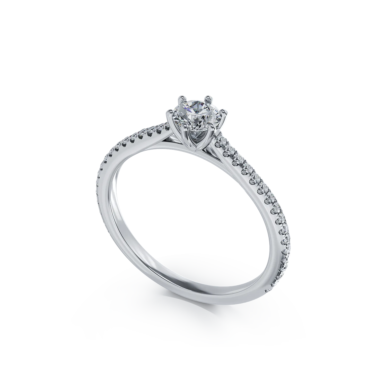 Platinum engagement ring with 0.31ct diamond and 0.17ct diamonds