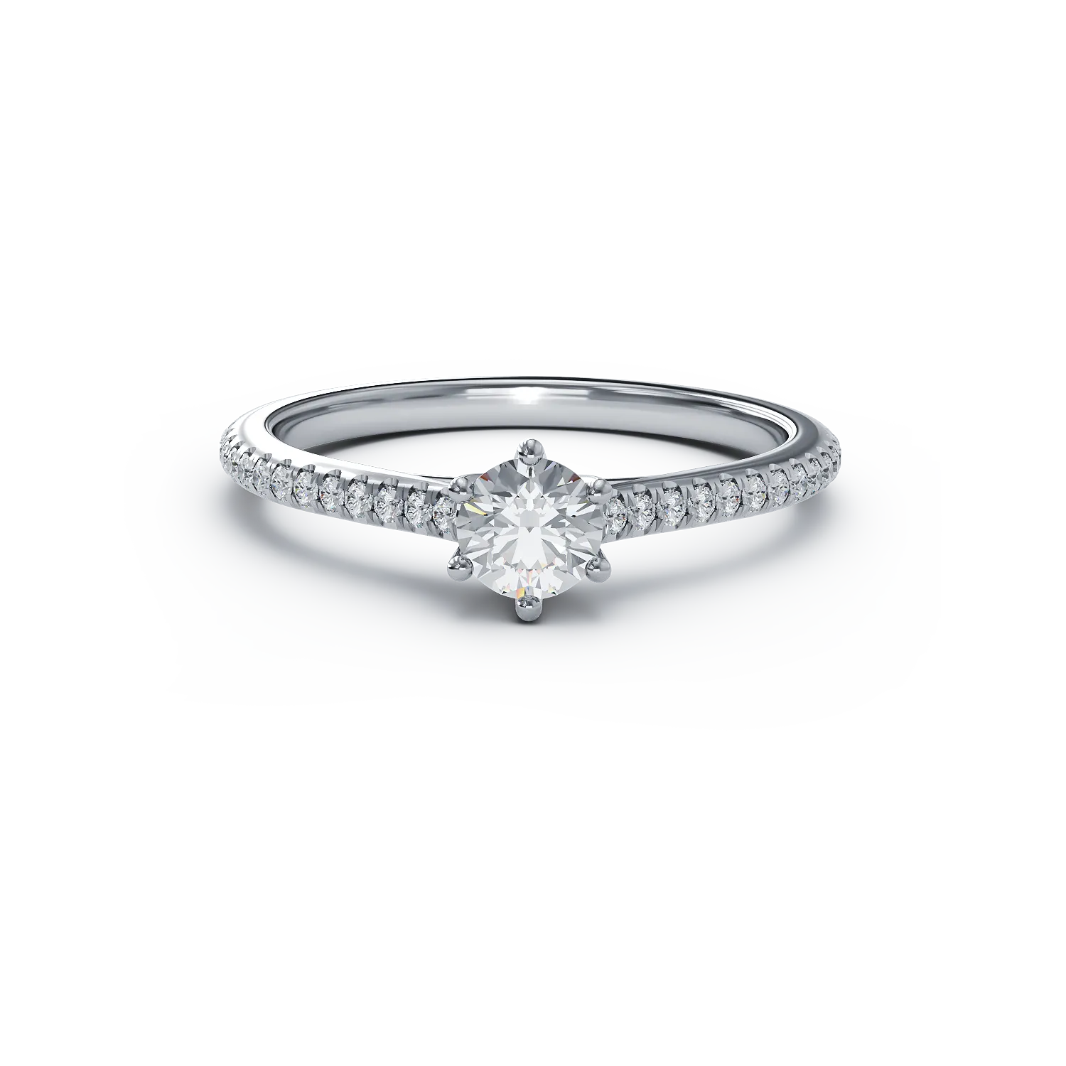 Platinum engagement ring with 0.31ct diamond and 0.17ct diamonds