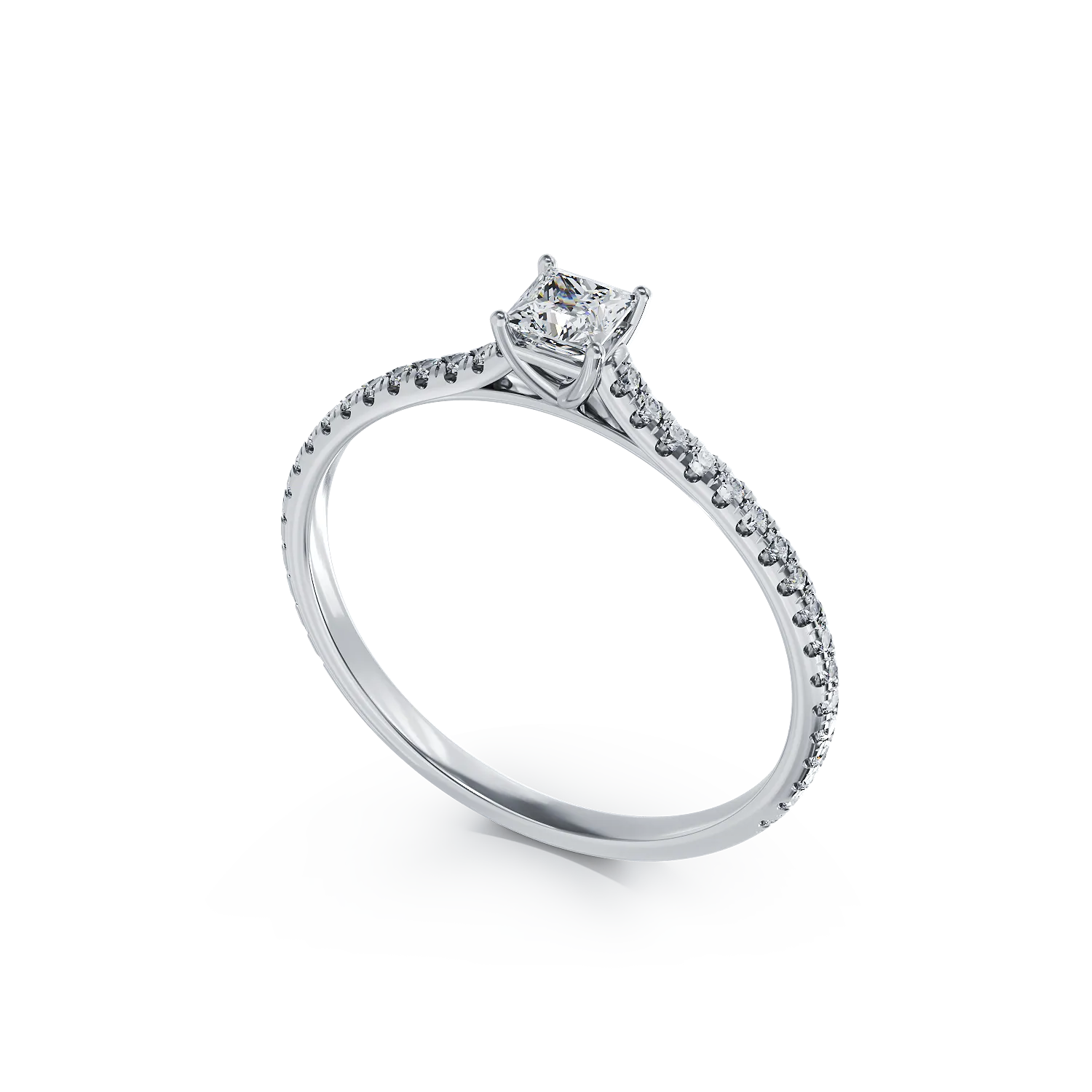 Платинен годежен пръстен с диамант от 0.2ct и диаманти от 0.16ct