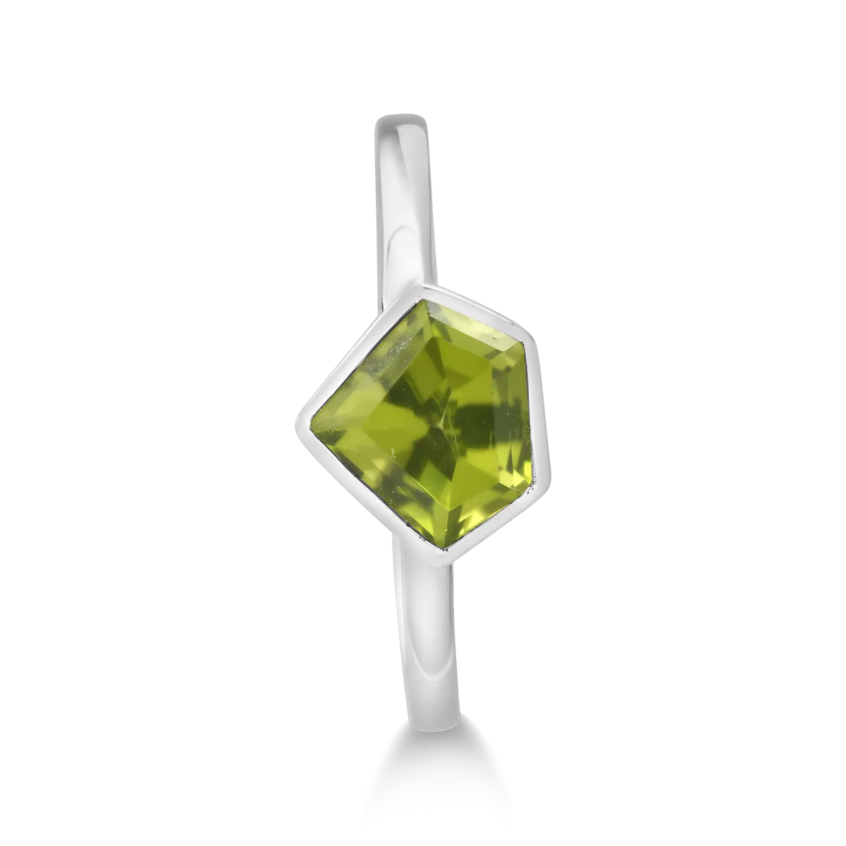 Inel din aur alb de 18K cu peridot de 1.4ct