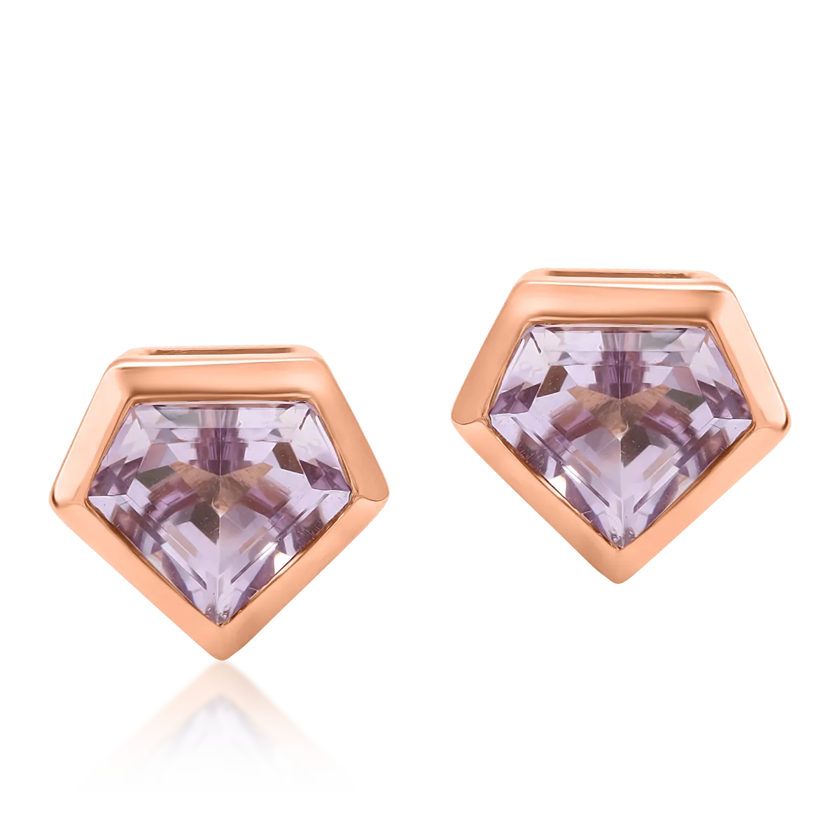 18K rose gold earrings with pink amethysts of 1.029ct
