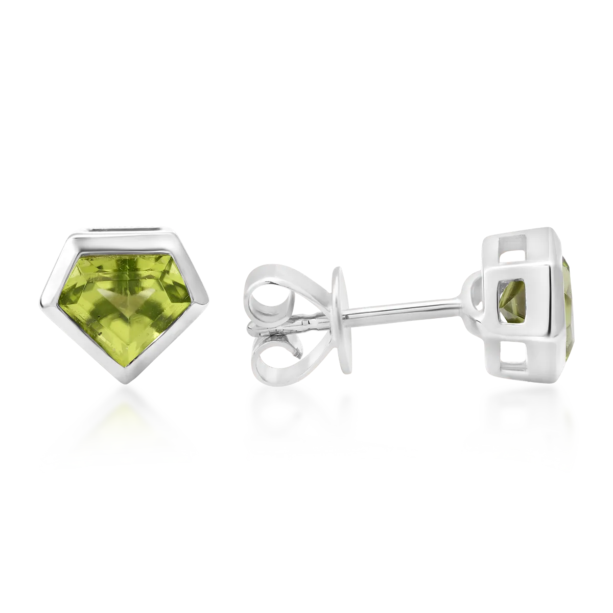 Обеци от 18K бяло злато с перидот от 1.26ct
