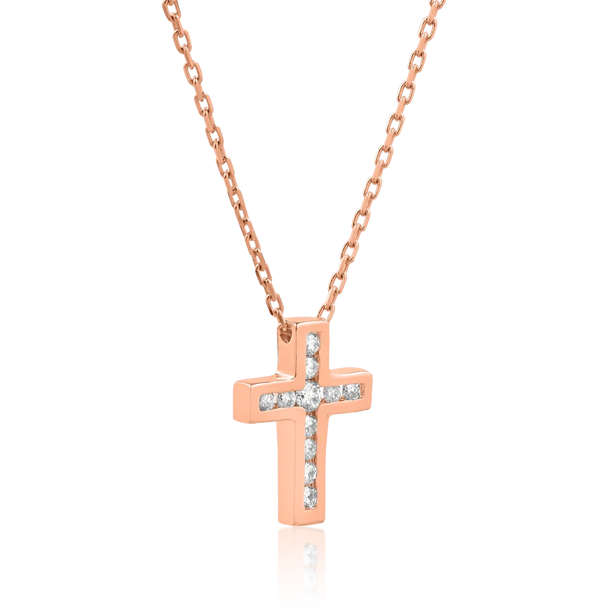 18K rose gold pendant necklace with 0.07ct diamonds