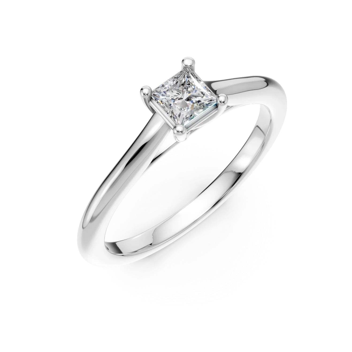 Inel de logodna din platina cu un diamant princess solitaire de 0.3ct