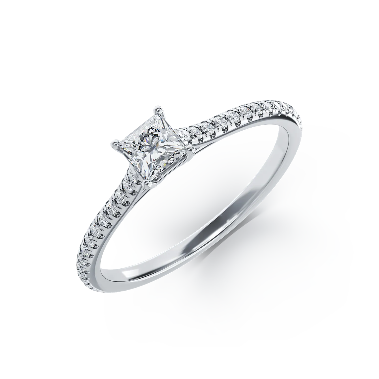 Платинен годежен пръстен с диамант от 0.325ct и диаманти от 0.165ct