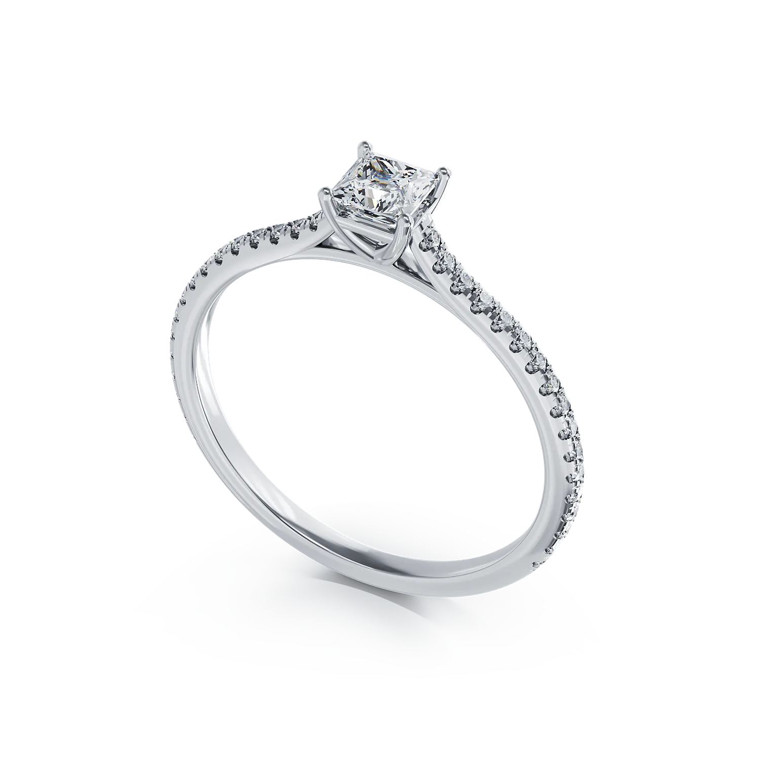 Platinum engagement ring with 0.32ct diamond and 0.17ct diamonds