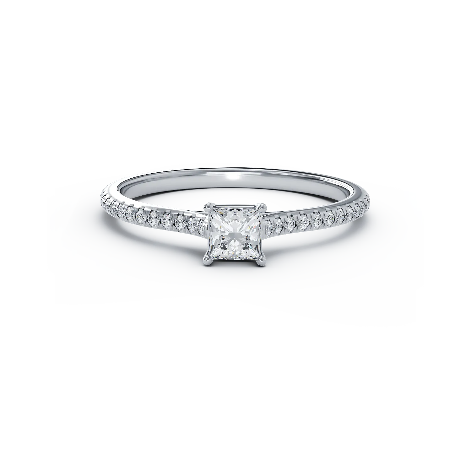 Platinum engagement ring with 0.32ct diamond and 0.17ct diamonds