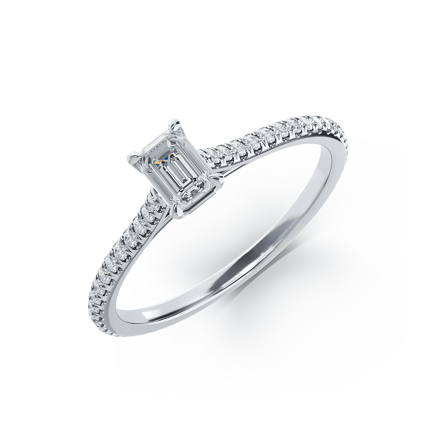 Platynowy pierścionek zaręczynowy z brylantem 0.31ct i brylantami 0.19ct