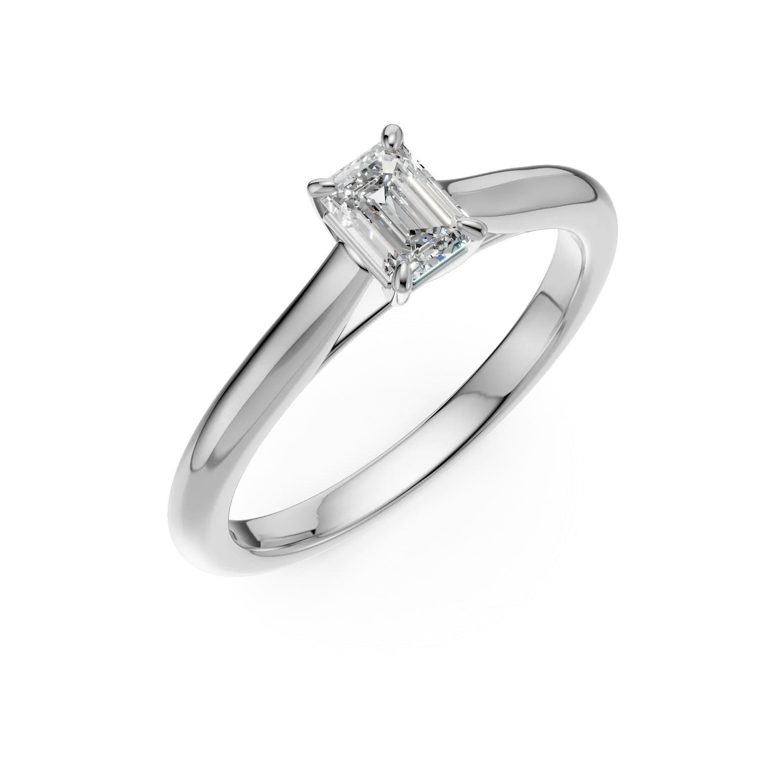 Inel de logodna din platina cu un diamant emerald solitaire de 0.4ct
