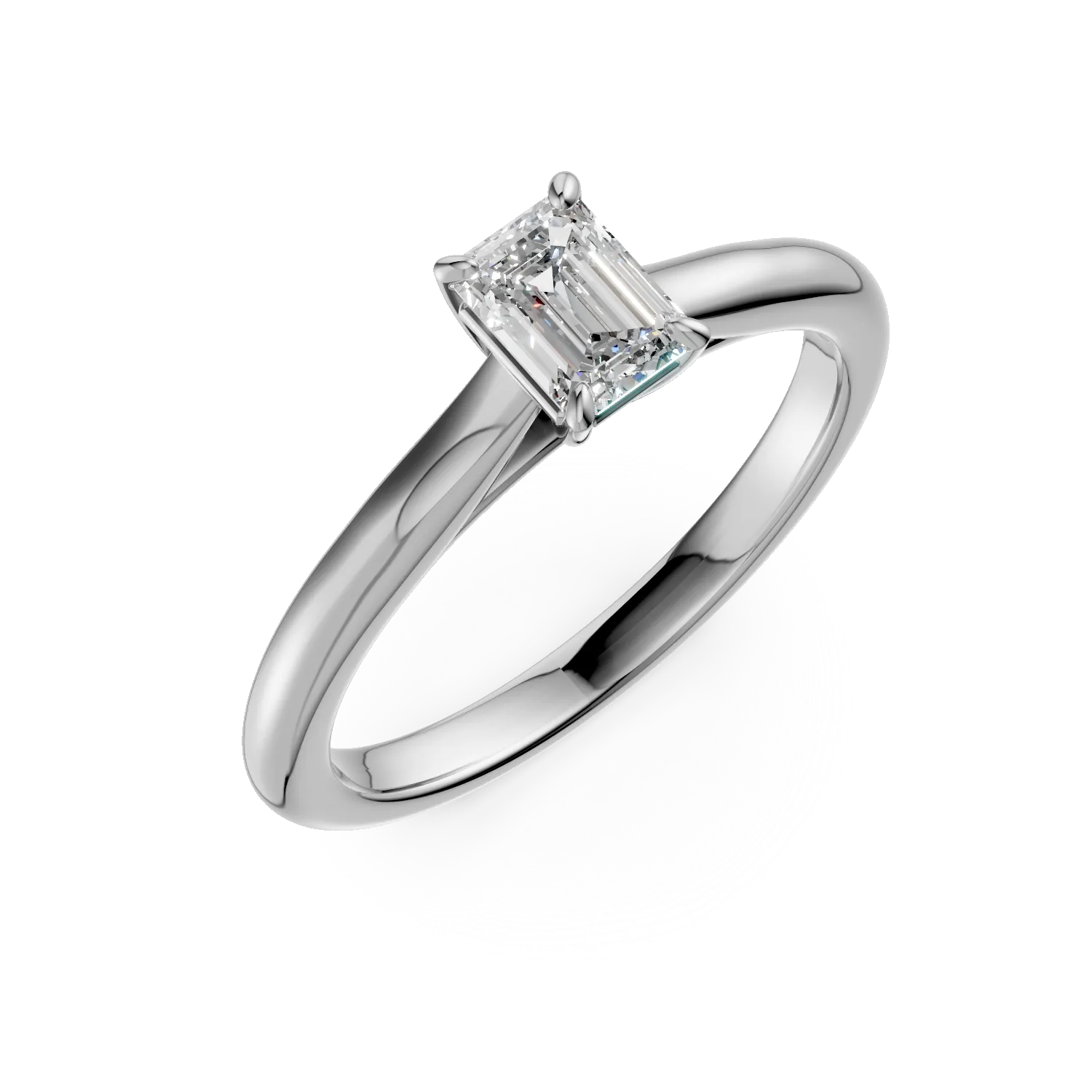 Inel de logodna din platina cu un diamant emerald solitaire de 0.5ct