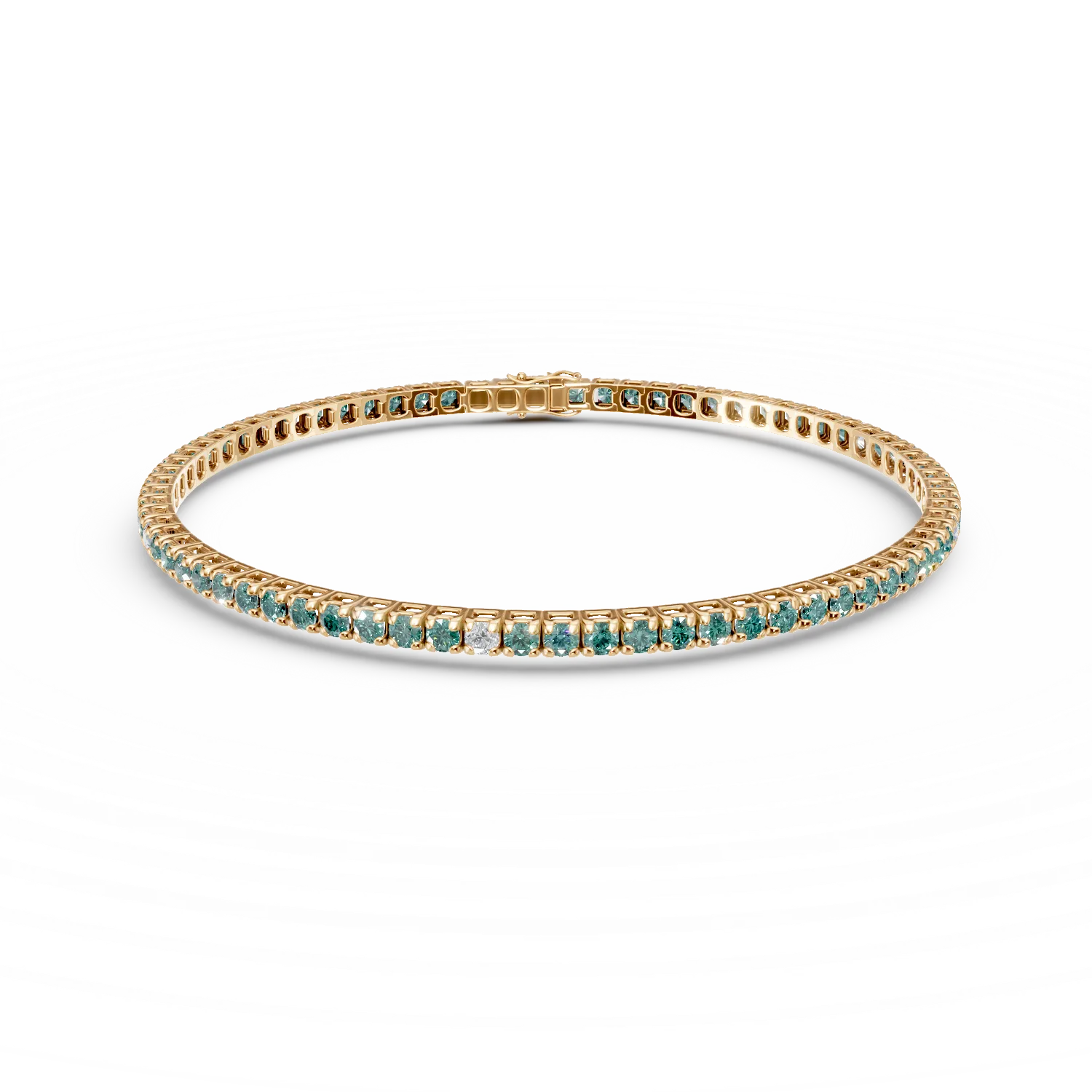 Bratara tennis din aur galben cu diamante de 0.1ct si smaralde de 1.2ct