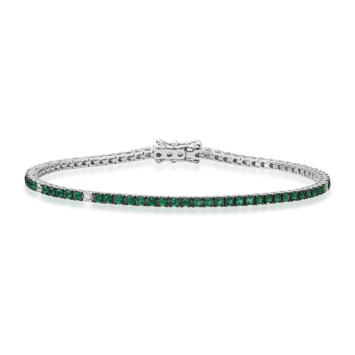 18K white gold bracelet with 1.4ct emeralds and 0.1ct diamonds