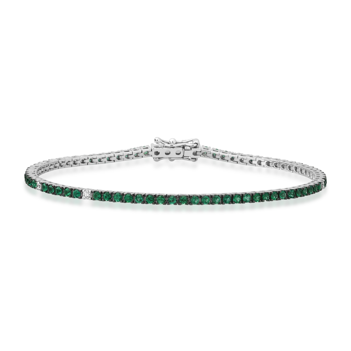 Bratara din aur alb de 18K cu smaralde de 1.4ct si diamante de 0.1ct-122872