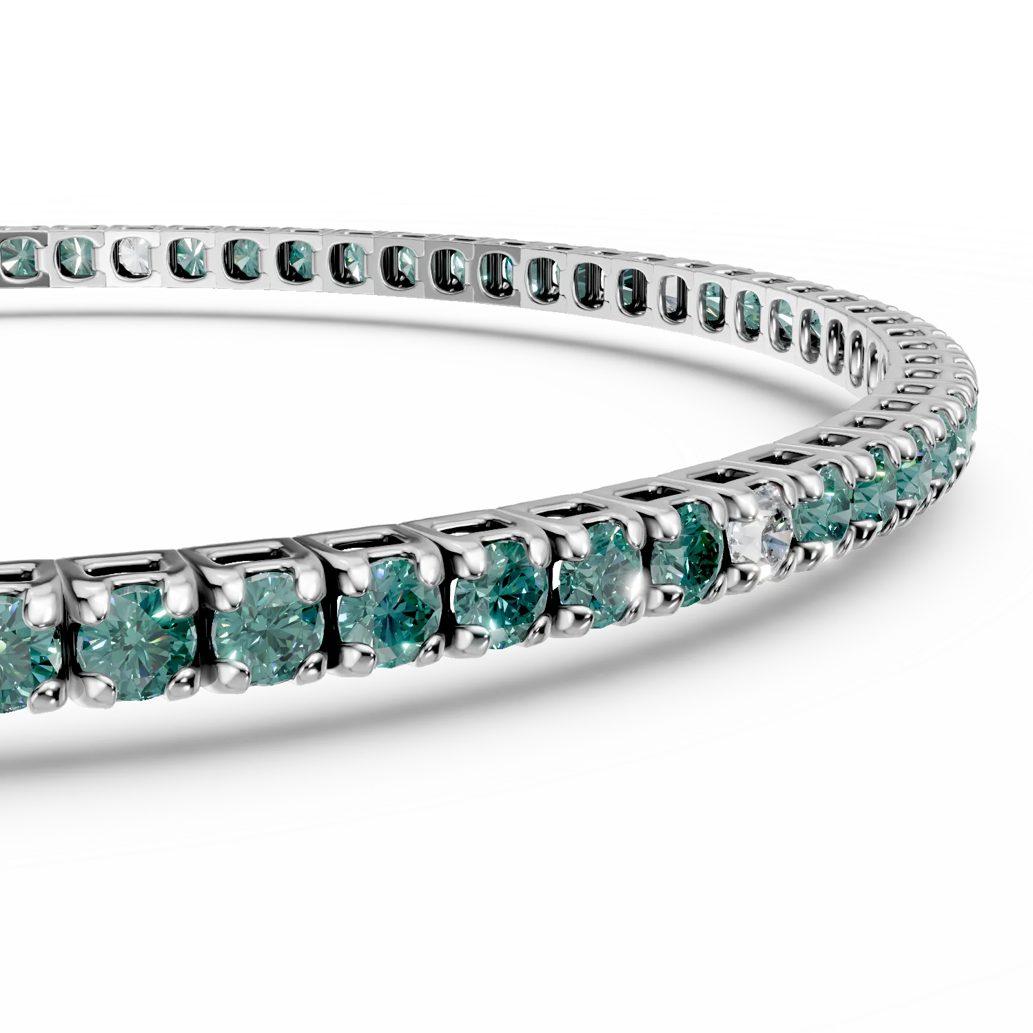 18K fehérarany karkötő 1.4ct smaragddal és 0.1ct gyémánttal