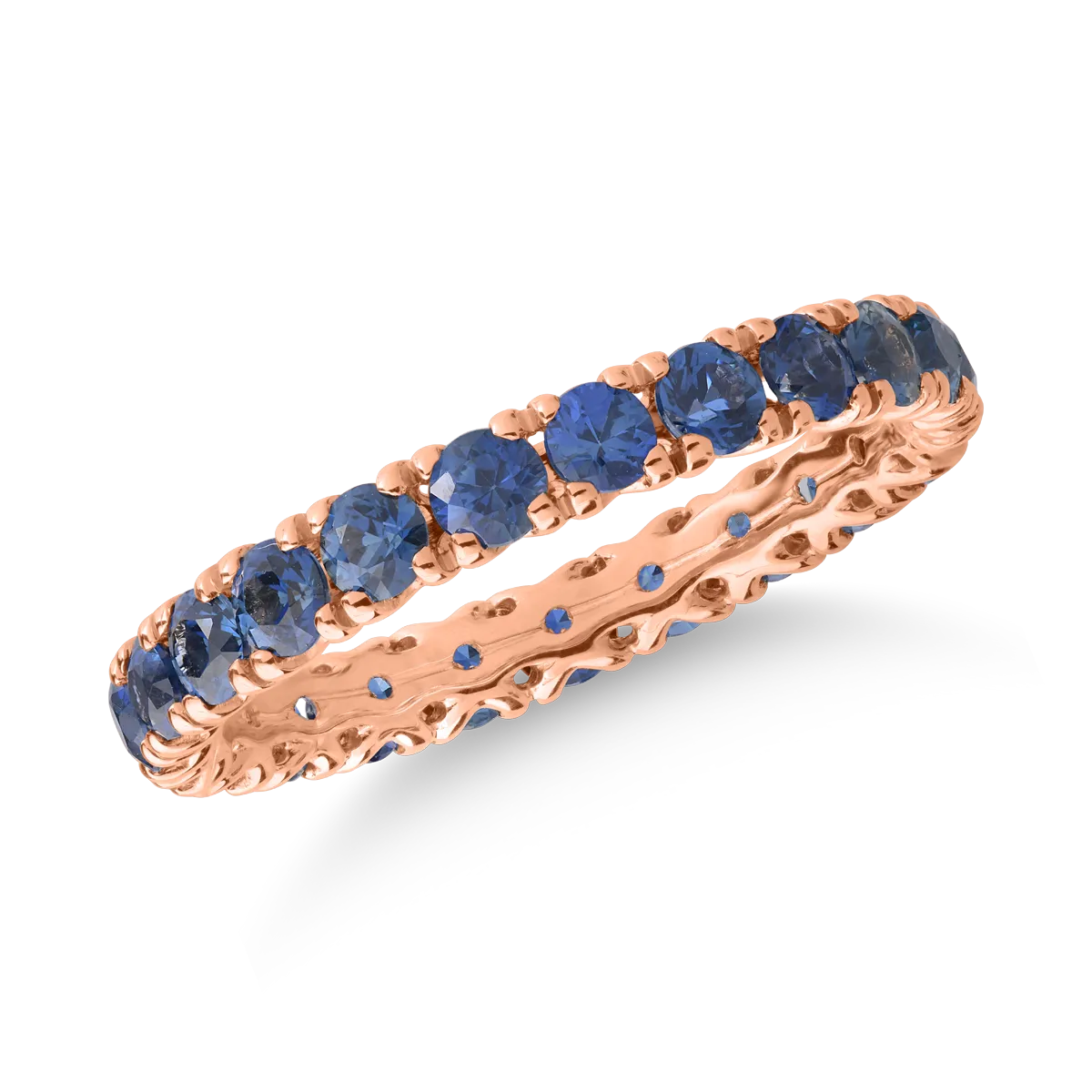 18K rose gold infinity ring with 1.83ct sapphires