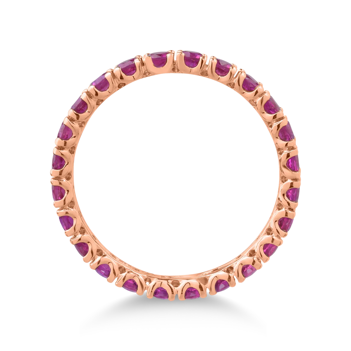 18 karátos rózsaszín arany gyűrű 1.55 karátos rubinokkal