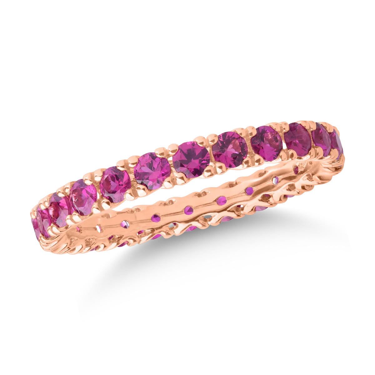 18K rózsaszín arany végtelenített gyűrű 1.65ct rubinnal