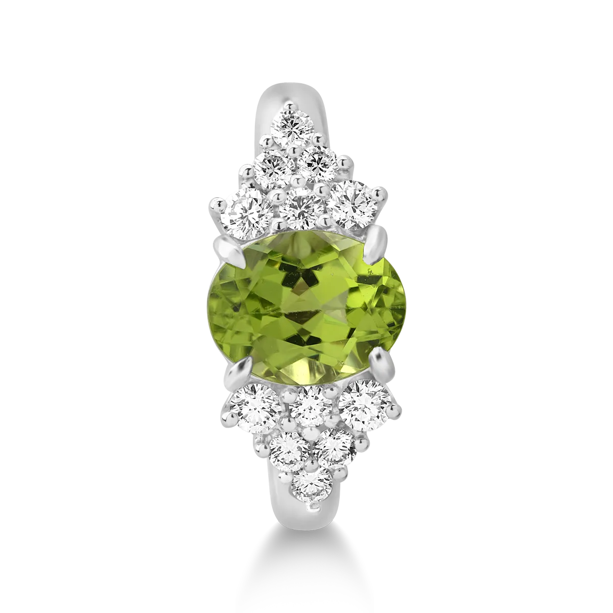 18K white gold ring with 2.02ct peridot and 0.45ct diamonds