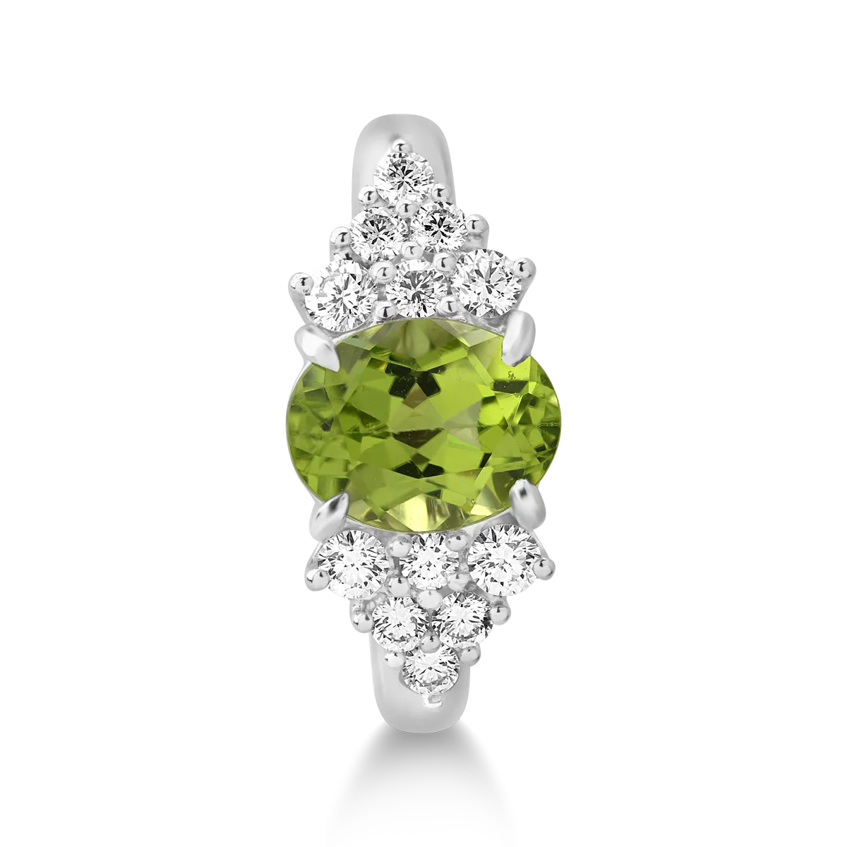 Inel din aur alb de 18K cu peridot de 2.02ct si diamante de 0.45ct
