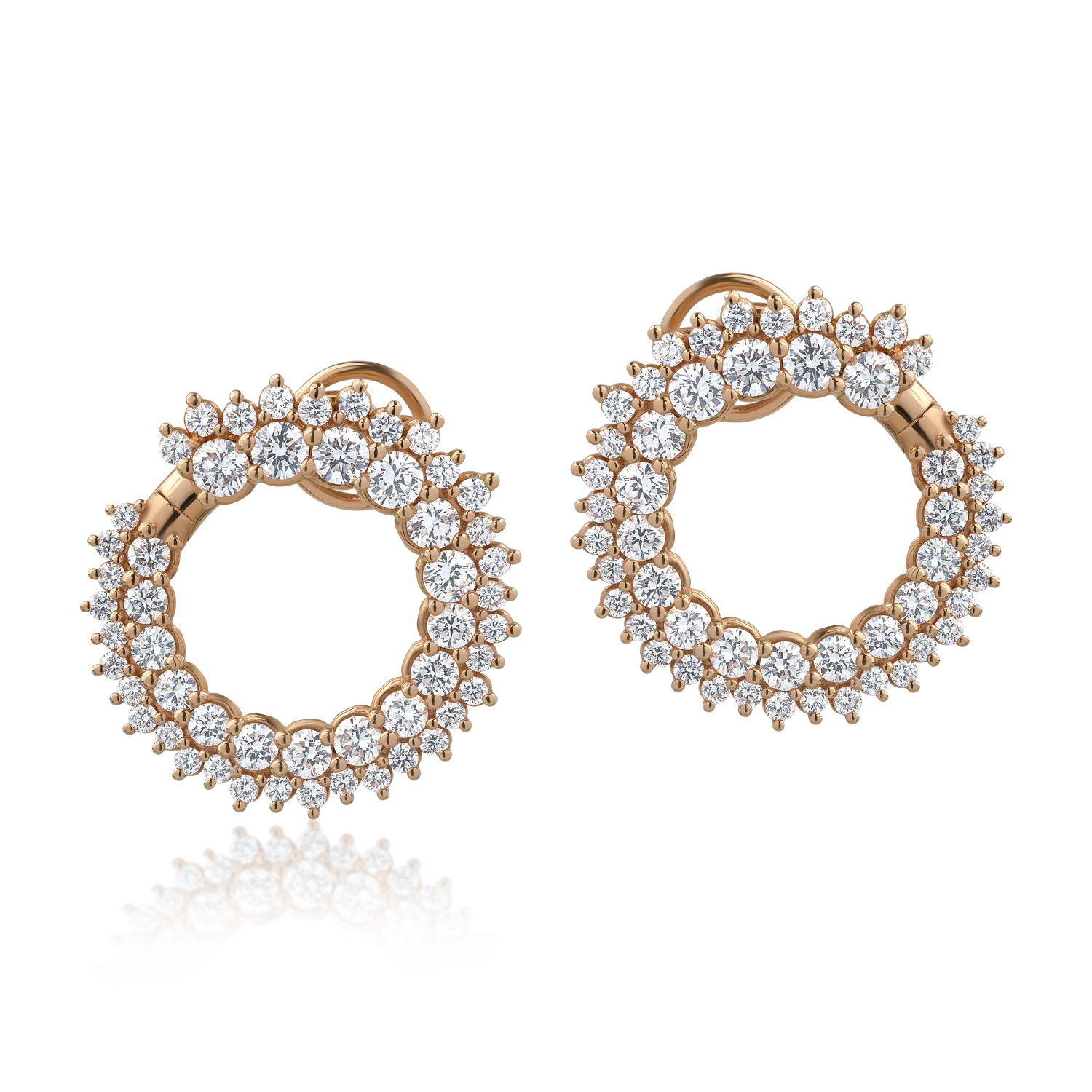 18K rose gold earrings with 2.16ct diamonds