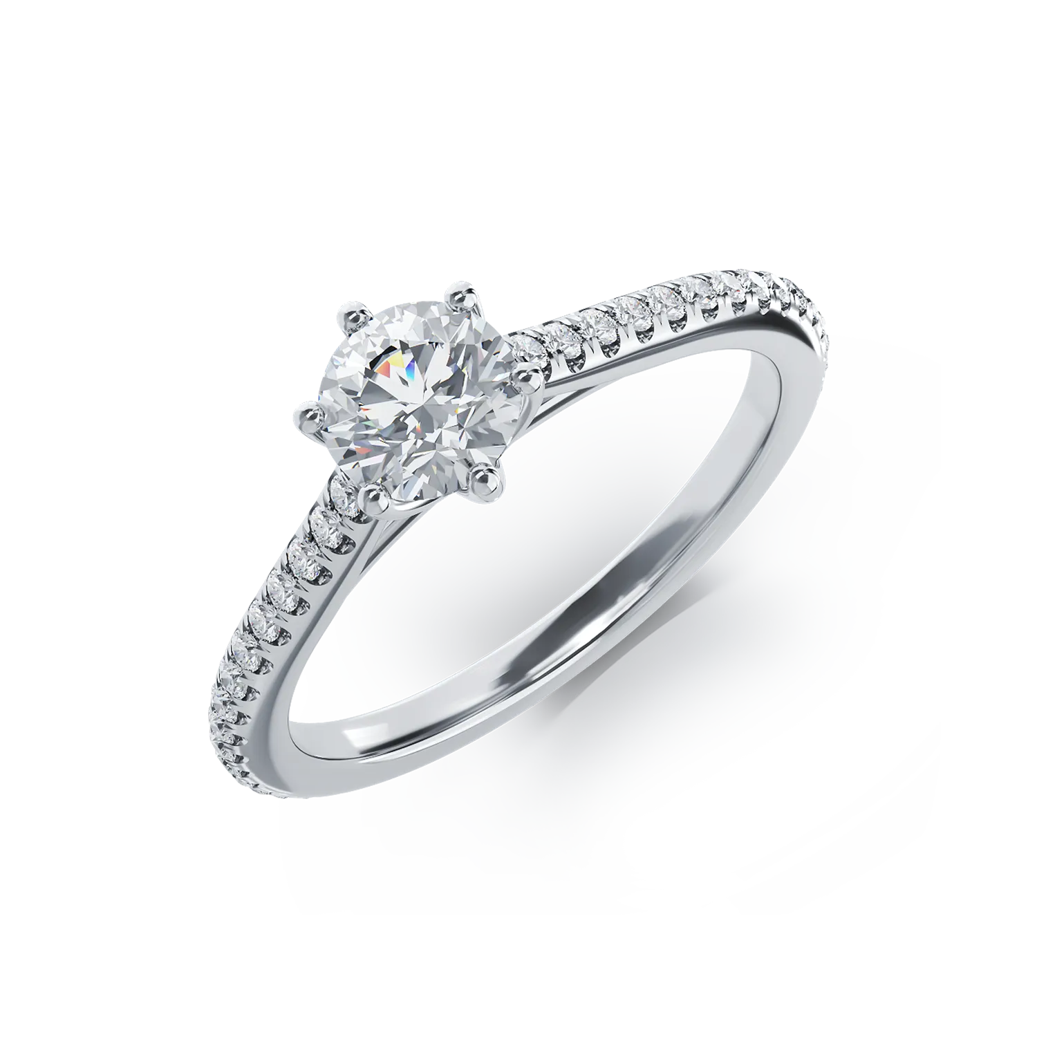 Платинен годежен пръстен с 0.6ct диамант и 0.18ct диаманти
