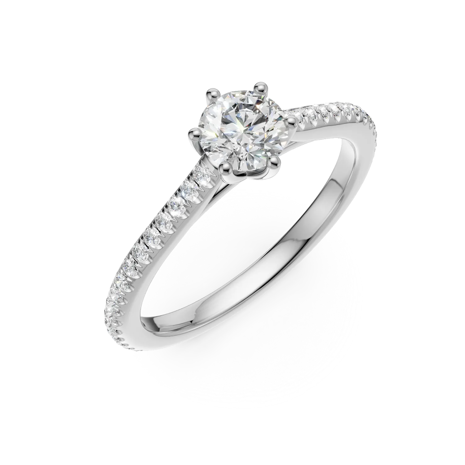 Platinum engagement ring with 0.6ct diamond and 0.19ct diamonds