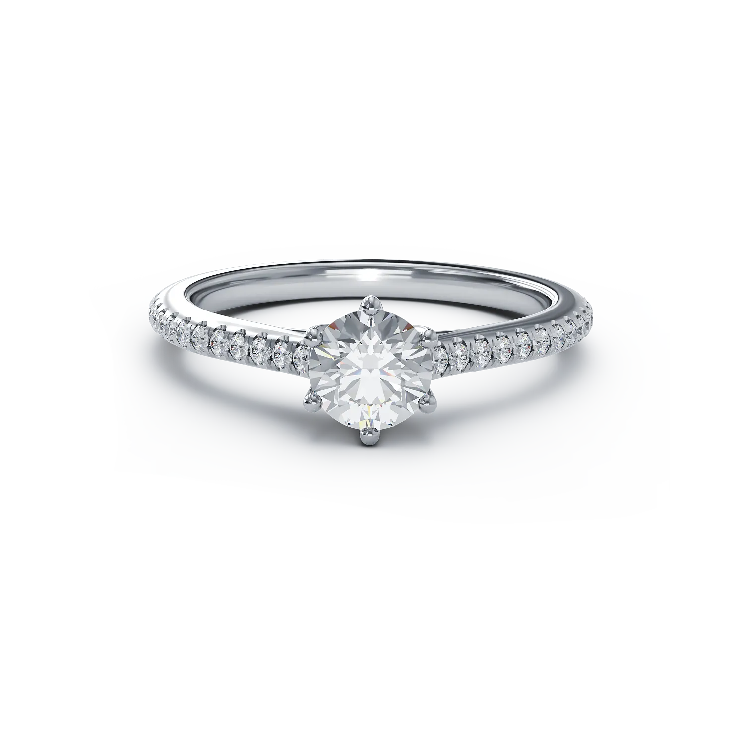Platinum engagement ring with 0.6ct diamond and 0.183ct diamonds