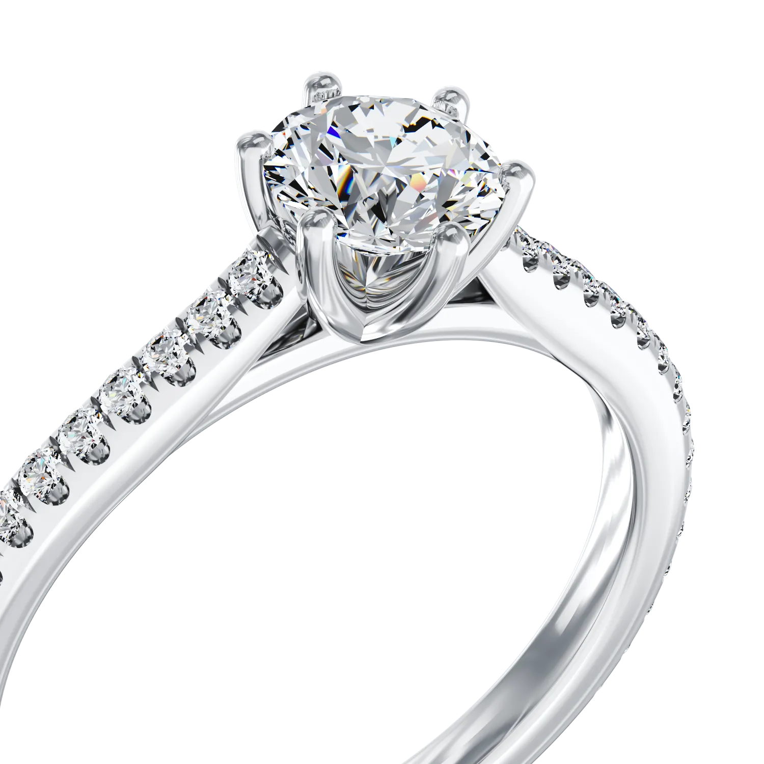 Платинен годежен пръстен с 0.6ct диамант и 0.18ct диаманти