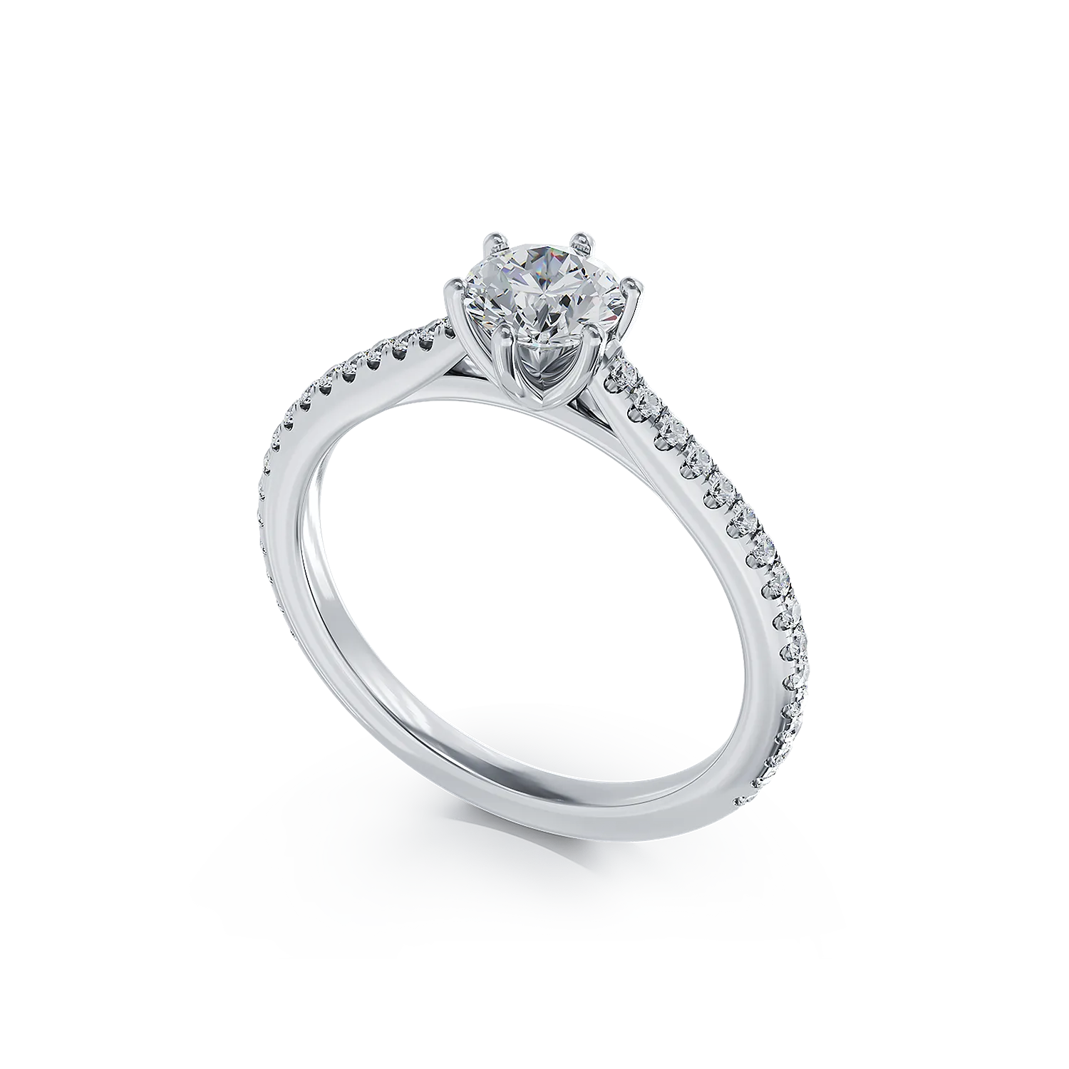Platinum engagement ring with 0.62ct diamond and 0.18ct diamond