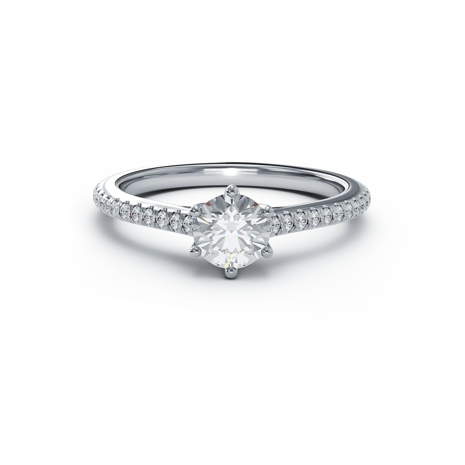 Платинен годежен пръстен с диамант 0.62ct и диамант 0.18ct