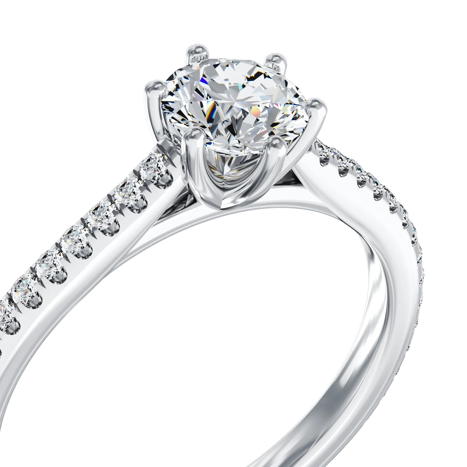 Платинен годежен пръстен с диамант 0.62ct и диамант 0.18ct