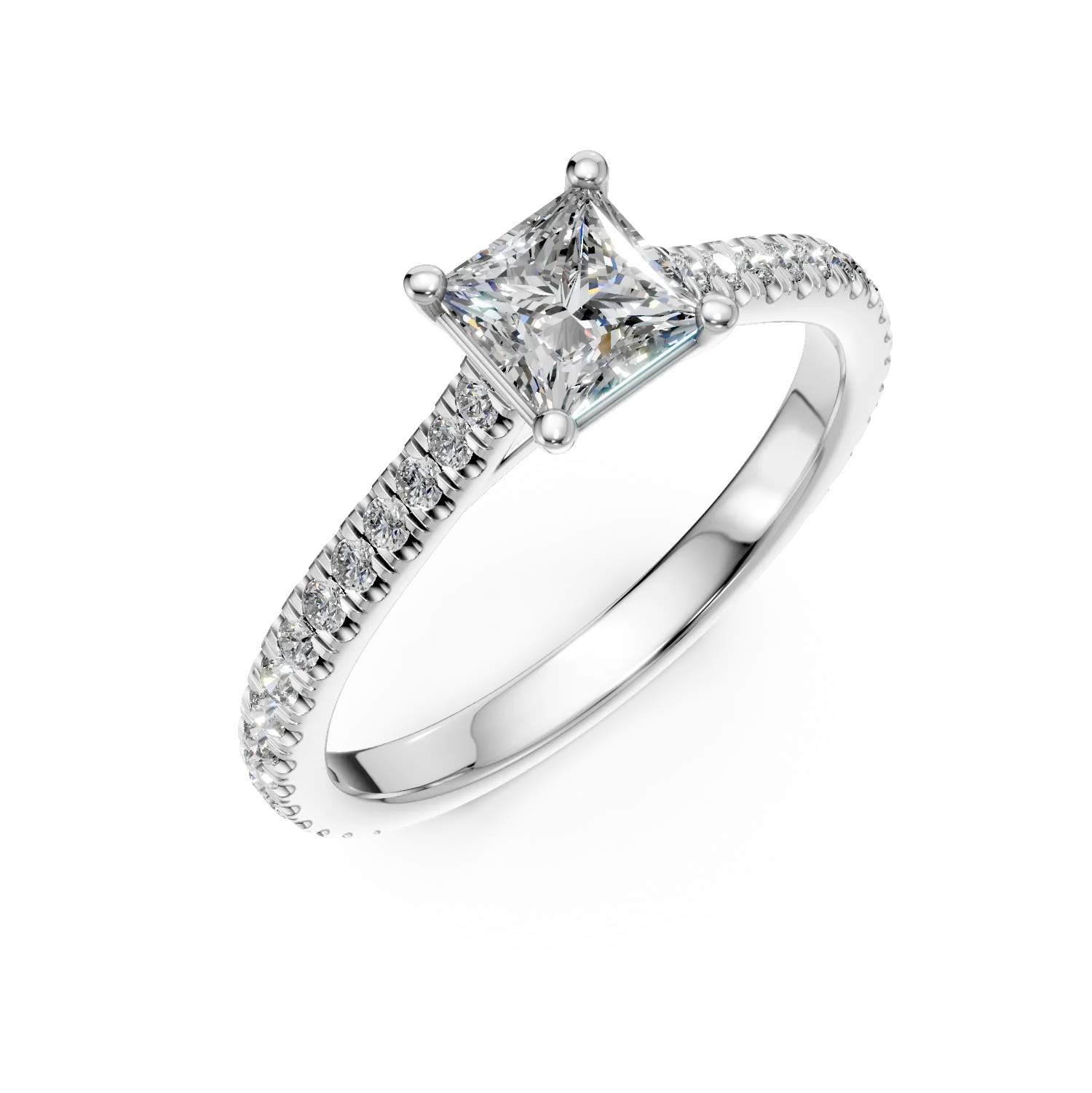 Platinum engagement ring with 0.62ct diamond and 0.18ct diamonds