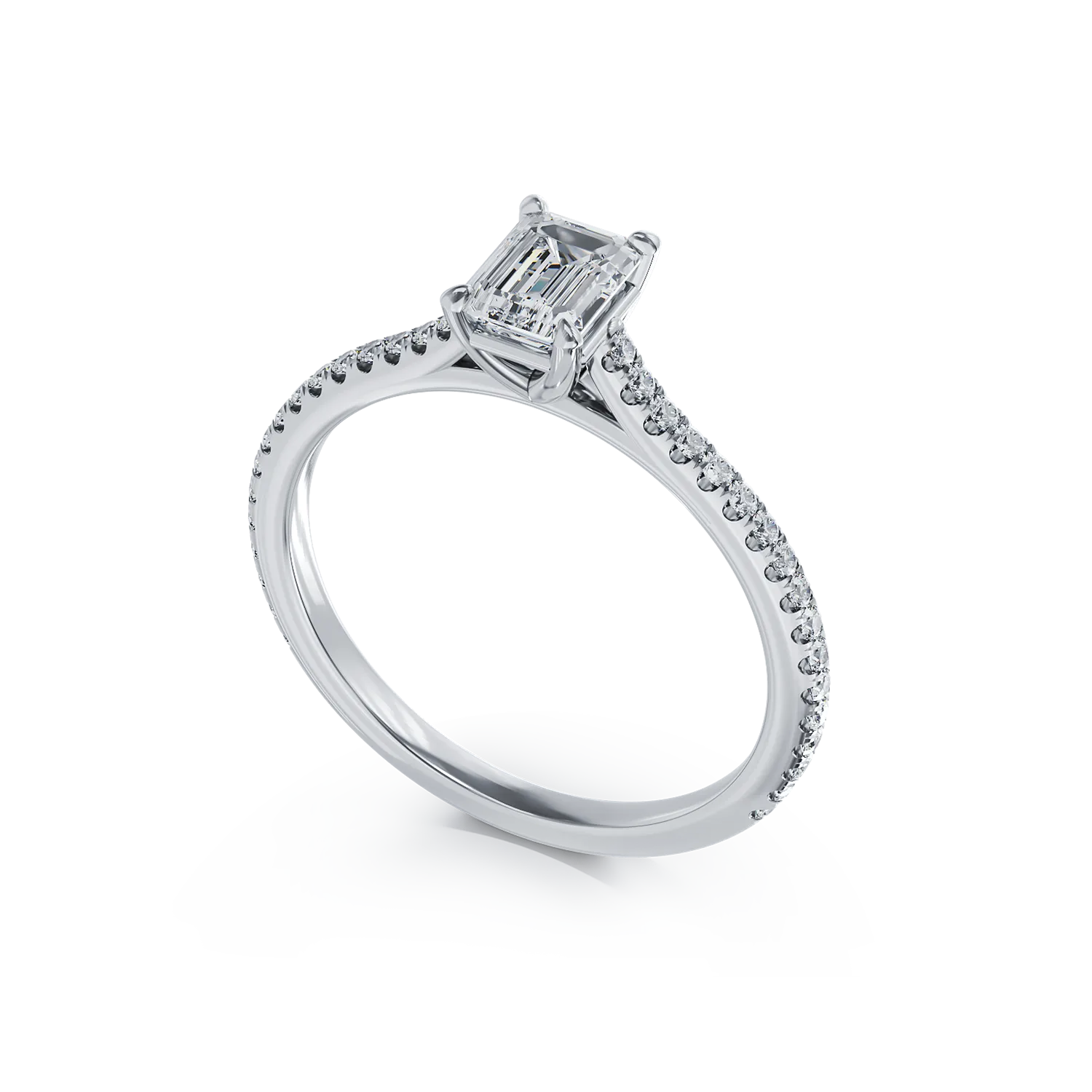Платинен годежен пръстен с диамант от 0.5ct и диаманти от 0.2ct