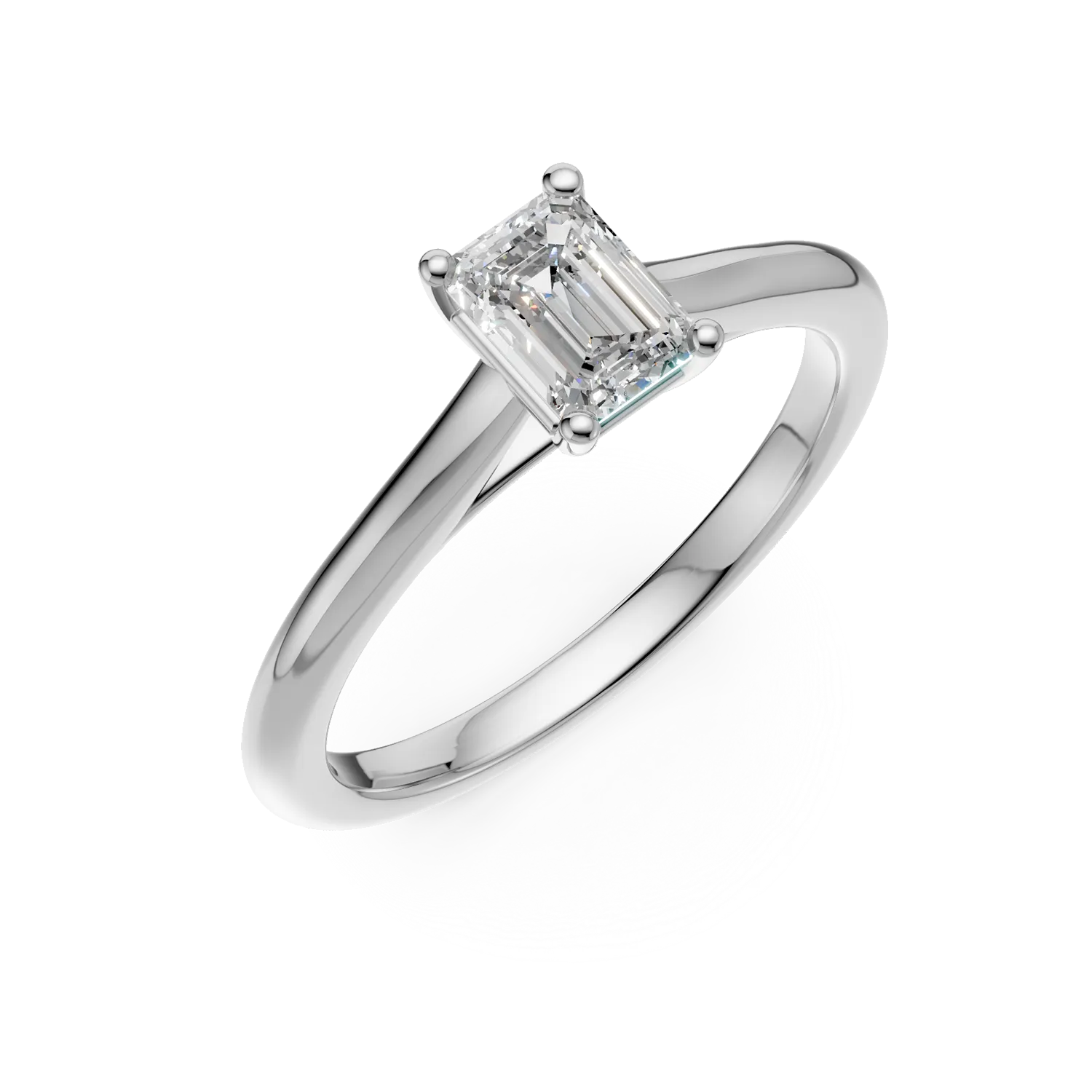 Inel de logodna din platina cu un diamant emerald solitaire de 0.6ct