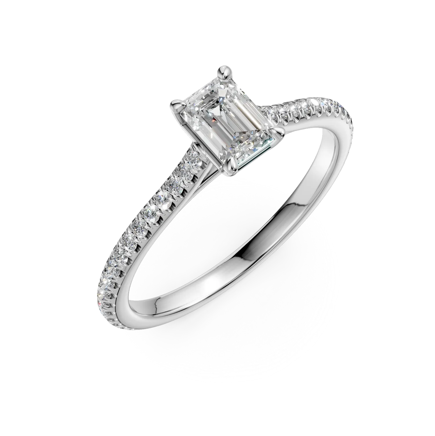 Teilor Inel de logodna din platina cu diamant emerald de 0.6ct si diamante de 0.2ct