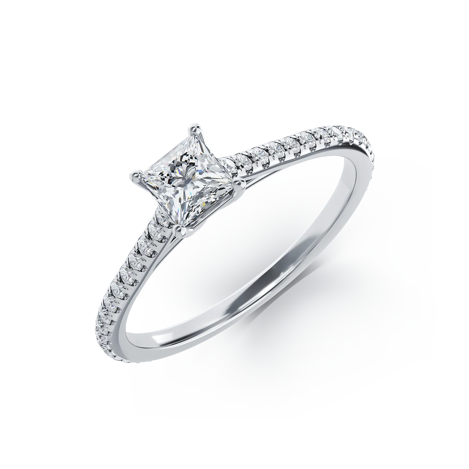 Платинен годежен пръстен с диамант от 0.4ct и диаманти от 0.19ct