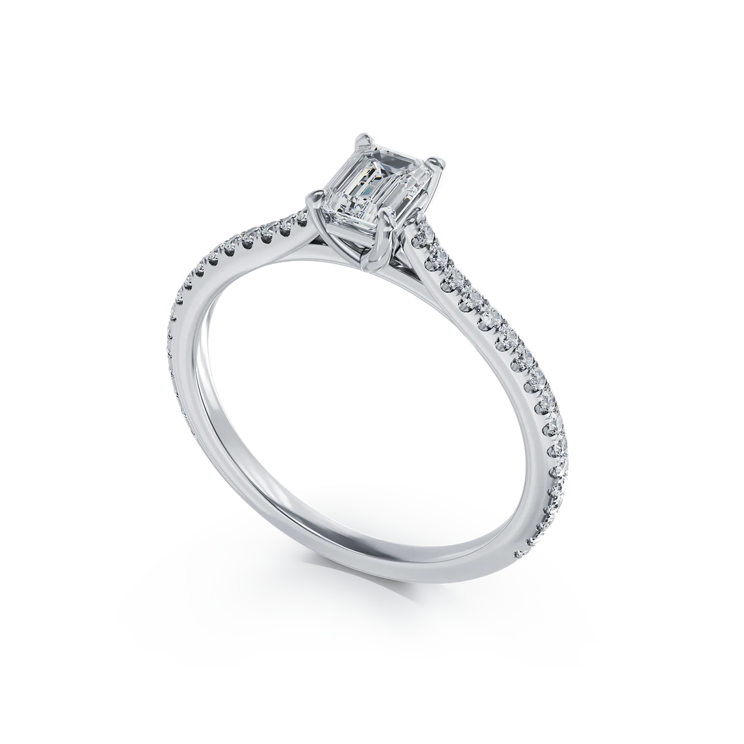 Платинен годежен пръстен с диамант от 0.4ct и диаманти от 0.2ct